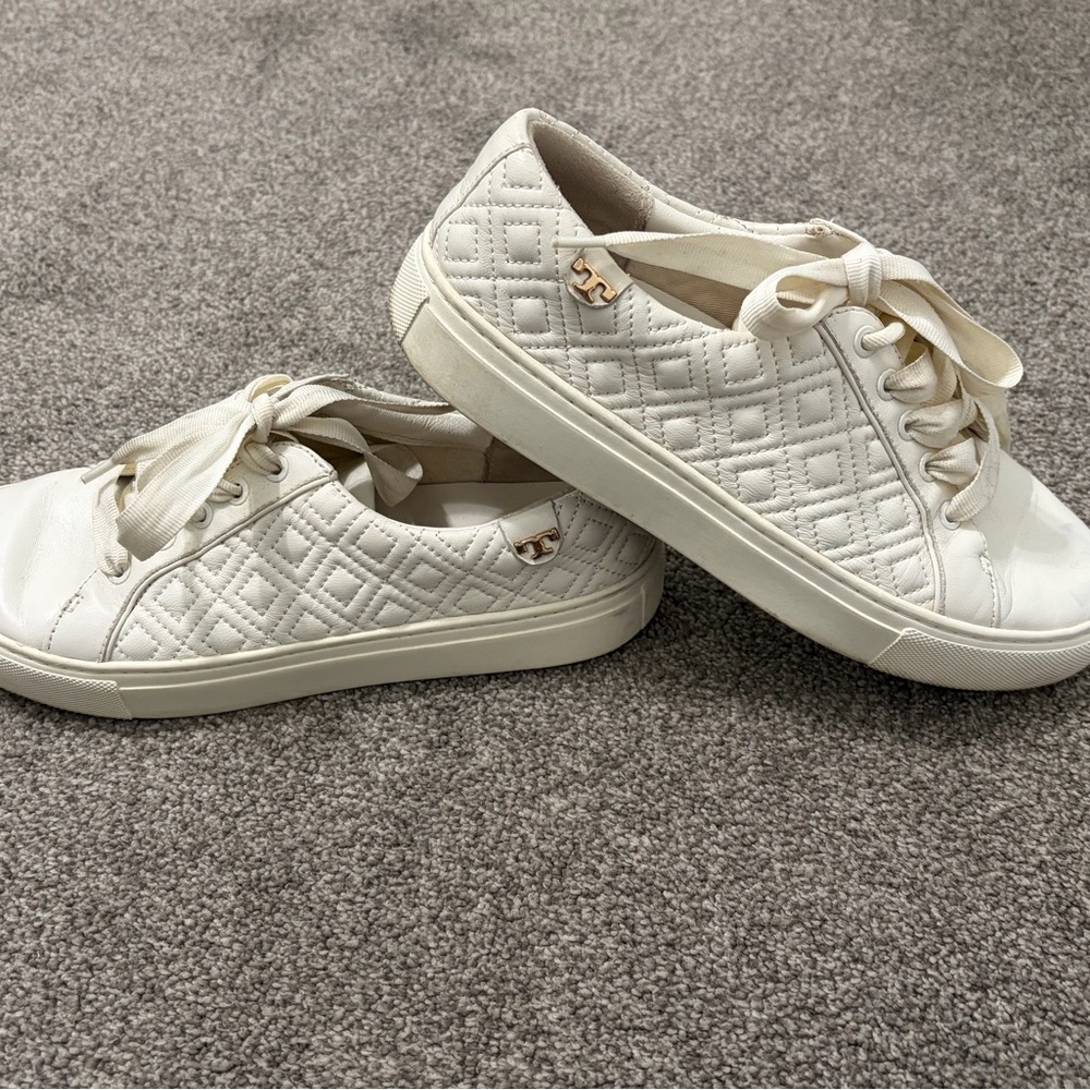 Tory Burch Quilted Cream Sneakers